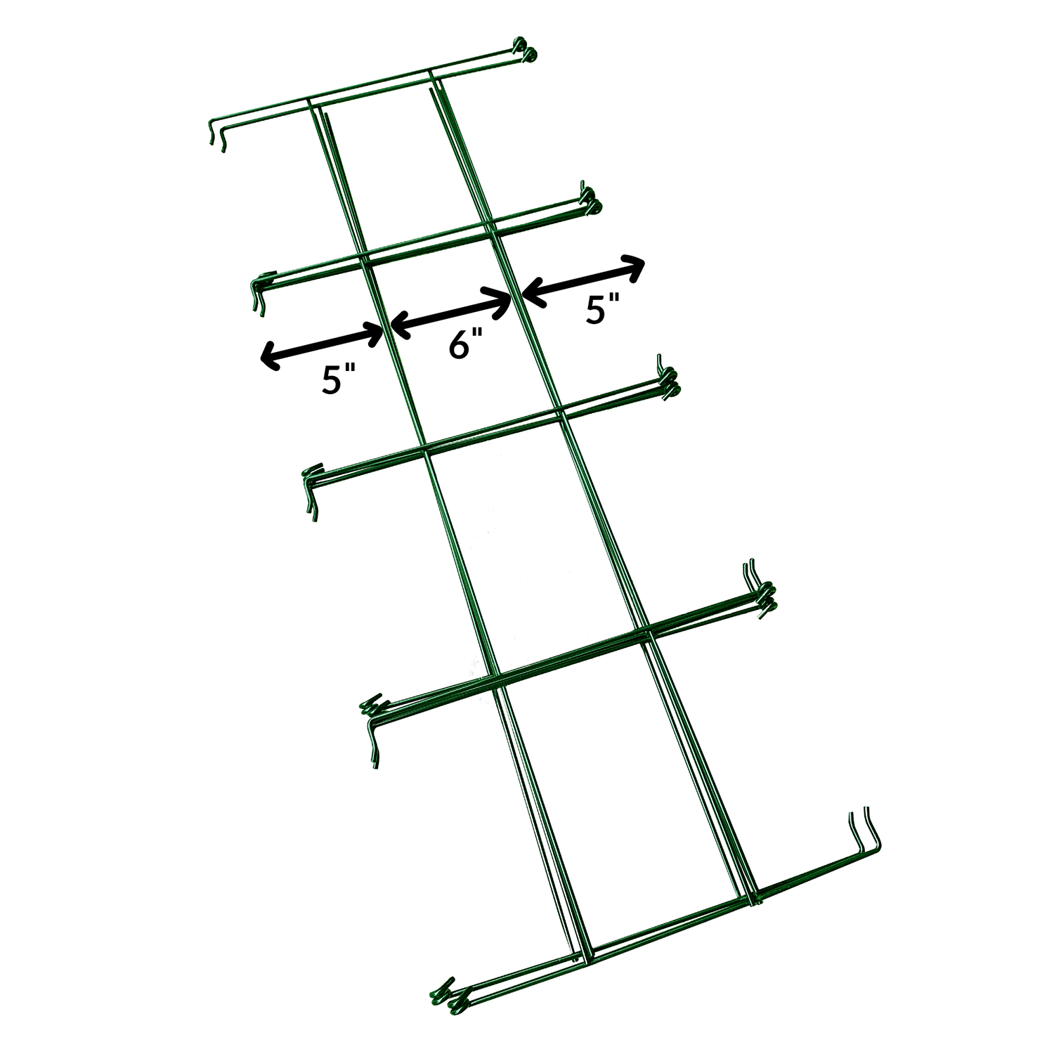 A black galvanized steel folding tomato cage with a square opening